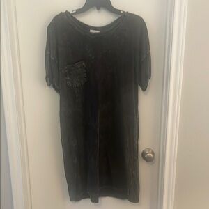 Black washed Short Sleeve T-Shirt Dress